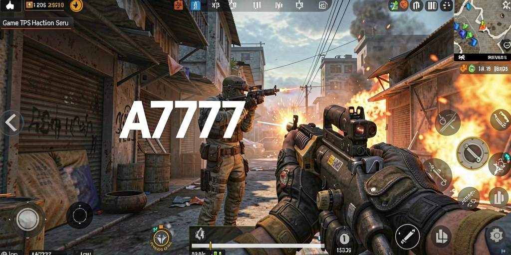Tangkapan layar menunjukkan aksi intens gameplay TPS A7777.