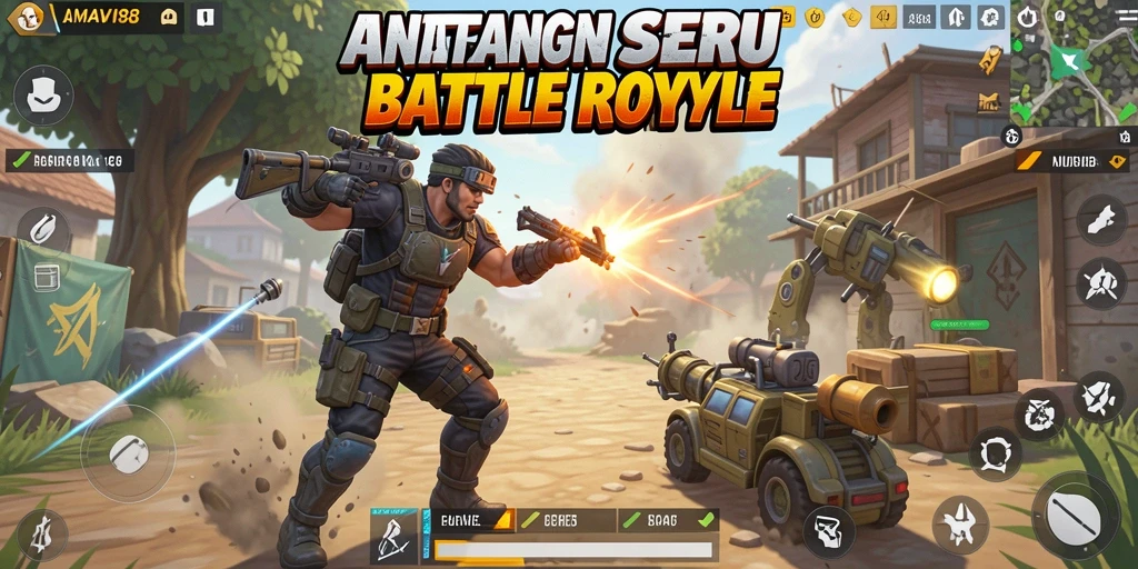 Tampilan seru gameplay AMAVI88 dengan aksi Battle Royale yang mendebarkan.