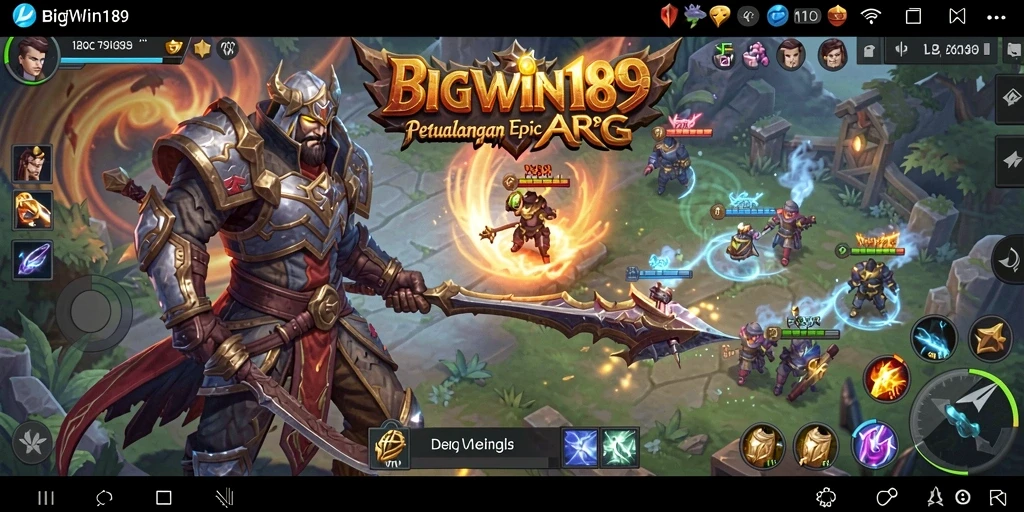 Screenshot gameplay BIGWIN189 yang menampilkan pertempuran epik dan petualangan.