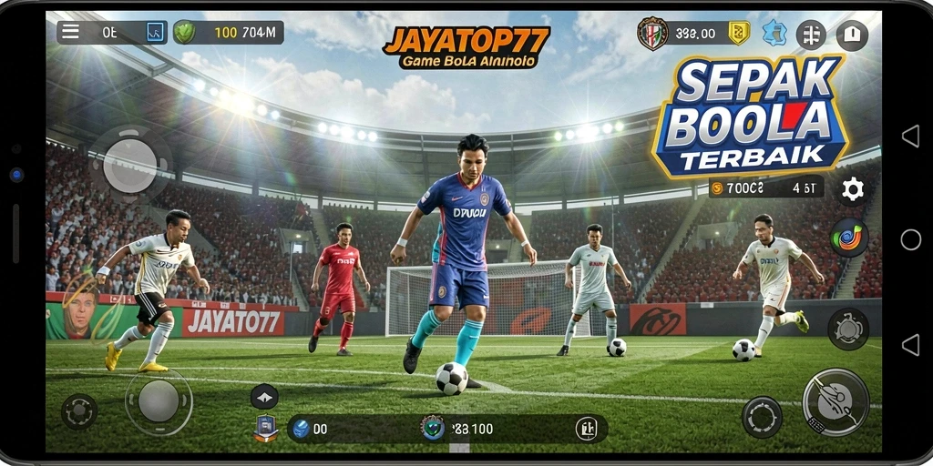 Screenshot JAYATOP77 menampilkan aksi mendebarkan di lapangan sepak bola.