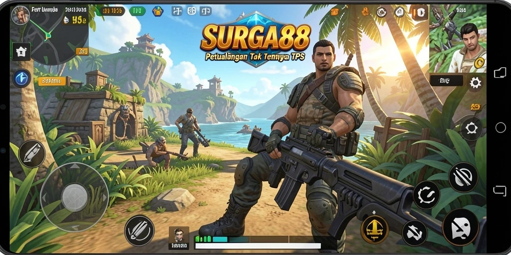 Screenshot gameplay SURGA88 menampilkan aksi mendebarkan di medan perang.