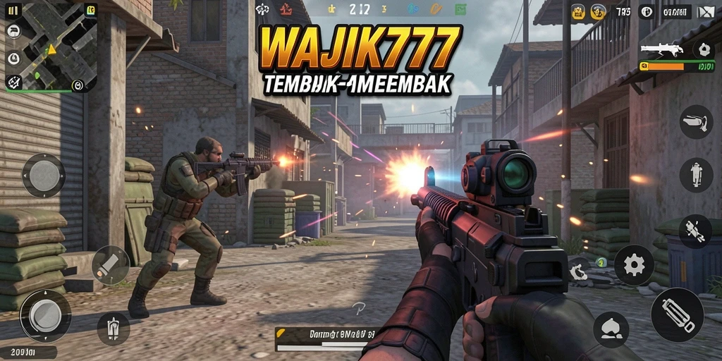Tampilan layar utama WAJIK777 dengan aksi tembak-menembak yang intens.